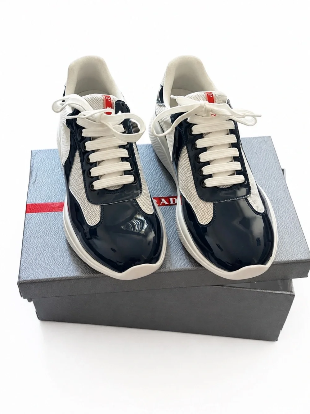 Prada America’s Cup Sneakers Navy and White Low-Top Sneakers